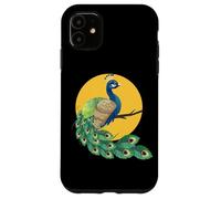 Custodia per iPhone 11 Womens Girls Kid Beautiful Yellow Moon Elegant Peacock Lover