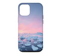 Custodia per iPhone 12/12 Pro Arctic Iceberg Field Sotto Rosa Polare Alba Paesaggio