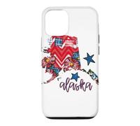 Custodia per iPhone 12/12 Pro Arte regionale con stelle scozzesi floreali dell'Alaska