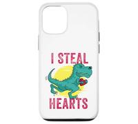 Custodia per iPhone 12/12 Pro Bambini I Steal Hearts Ragazzi Trex Dino San Valentino Bambino