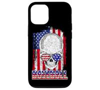 Custodia per iPhone 12/12 Pro Baseball American Flag Skull Sunglass Patriotic 4th July