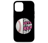 Custodia per iPhone 12/12 Pro Baseball Saying She Gets It From Her Dad Funny Baseball Dad