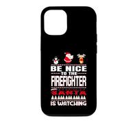 Custodia per iPhone 12/12 Pro Be Nice To The Firefighter Santa Is Watching Funny Christmas