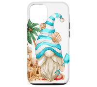 Custodia per iPhone 12/12 Pro Beach Lover With Flip Flops And Sand Castle Funny Gnome