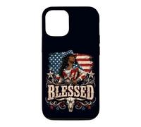 Custodia per iPhone 12/12 Pro Beata Cowgirl Nera Patriottica Western American Pride Queen