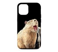 Custodia per iPhone 12/12 Pro Bella capibara con microfono per gli amanti del karaoke e del canto