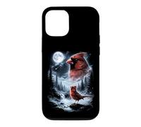 Custodia per iPhone 12/12 Pro Birdwatcher retrò Red Cardinal Bird che ulula alla luna degli anni '90