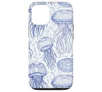 Custodia per iPhone 12/12 Pro Blue Jellyfish Ocean Pattern Aquatic Marine Life