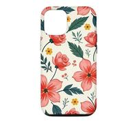 Custodia per iPhone 12/12 Pro Bold Teal verde foglie rosso rosa fiori floreali