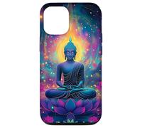 Custodia per iPhone 12/12 Pro Buddha cosmico e fiori di loto viola Buddismo spirituale