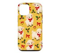 Custodia per iPhone 12/12 Pro Campana con fiocco di agnello giallo senape rosso per Natale
