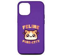 Custodia per iPhone 12/12 Pro Carino Amante Gatto Pun Feline Purr-etty Kawaii Art