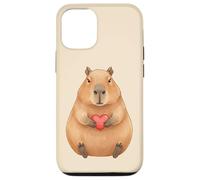 Custodia per iPhone 12/12 Pro Carino Capibara Holding Cuore Rosso Valentine Love