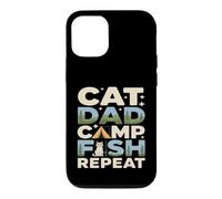 Custodia per iPhone 12/12 Pro Cat Dad Camp Fish Repeat divertente scena di campeggio
