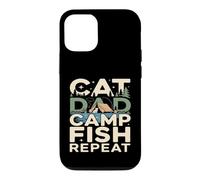 Custodia per iPhone 12/12 Pro Cat Dad Camp Fish Repeat divertente scena di campeggio