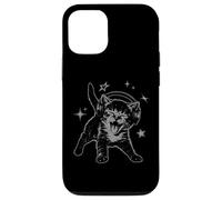 Custodia per iPhone 12/12 Pro Cat Headphones Stars Silly 90s Grunge Y2K Vintage Graphic