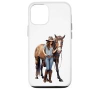 Custodia per iPhone 12/12 Pro Cavallo Ragazza Equitazione Bay Quarter Horse Hoof