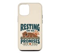 Custodia per iPhone 12/12 Pro Christian Bear riposa sulle sue promesse citazione di fede