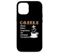 Custodia per iPhone 12/12 Pro Coffee Christ Offers Forgiveness Quote Cafeine Baristas
