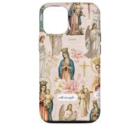 Custodia per iPhone 12/12 Pro Collage cristiano cattolico floreale vintage della Vergine