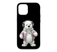 Custodia per iPhone 12/12 Pro Cool Polar Bear Cuffie Plaid Giacca Design