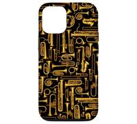 Custodia per iPhone 12/12 Pro Corna vintage in ottone suonatore strumenti musicali modello Royal