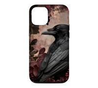 Custodia per iPhone 12/12 Pro Corvo gotico e fiori botanici scuri