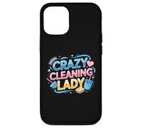 Custodia per iPhone 12/12 Pro Crazy Cleaning Lady Housekeeping Governante Pulitore divertente