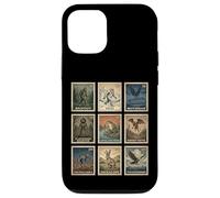 Custodia per iPhone 12/12 Pro Cryptid Stamp Set Bigfoot Yeti Mothman Legendary Creatures
