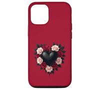 Custodia per iPhone 12/12 Pro Cuore Nero E Corona Di Rose Nere
