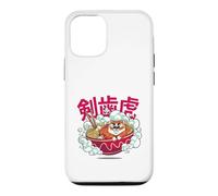 Custodia per iPhone 12/12 Pro Cute Chubby Tiger Ramen Noodle Bowl Japanese Foodie Lover