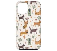 Custodia per iPhone 12/12 Pro Cute Dog Lover Theme Boho Aesthetic Retro Pet Pattern