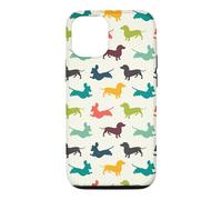 Custodia per iPhone 12/12 Pro Cute Funny Womens Jumping Multicolor Dachshund Lover Pattern