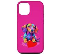 Custodia per iPhone 12/12 Pro Dachshund Shirt - Colorful Dachshund Heart Graphic
