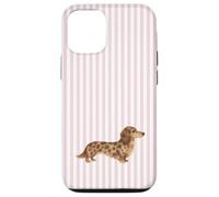 Custodia per iPhone 12/12 Pro Design a righe rosa a forma di cane bassotto