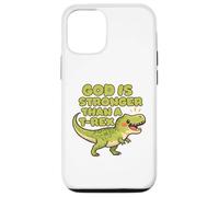 Custodia per iPhone 12/12 Pro Dio è più forte di un Trex Cute Dino Kids Christianity