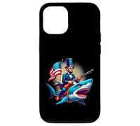 Custodia per iPhone 12/12 Pro Divertente 4 luglio 4 luglio Abe Abraham Lincoln Equitazione di uno squalo