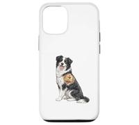 Custodia per iPhone 12/12 Pro Divertente disegno del tatuaggio a forma di cuore con cane, scherzo, motivo: Border Collie Dad