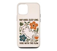 Custodia per iPhone 12/12 Pro Divertente gatto sonnellino sonno duro atmosfera lunga con il flusso