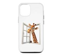 Custodia per iPhone 12/12 Pro Divertente giraffa che sbircia attraverso una finestra aperta