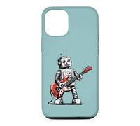 Custodia per iPhone 12/12 Pro Divertente robot vintage che suona una chitarra musicista rock stile retrò