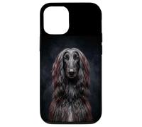 Custodia per iPhone 12/12 Pro dolce elegante nero afghano cane ironia levriero