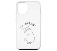 Custodia per iPhone 12/12 Pro Ew Morning White Cat Sitting with Sad Face Not a Morning Cat