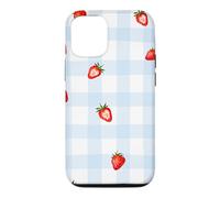 Custodia per iPhone 12/12 Pro Fragola Plaid Dolce Picnic Coquette Estetica