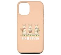 Custodia per iPhone 12/12 Pro Funny 67 Six Seven Meme Bunny Giorno di Pasqua Retro Accogliente Coniglio