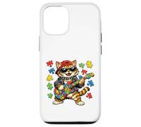 Custodia per iPhone 12/12 Pro Funny Cat Rockstar Autism Puzzle Consapevolezza dell'autismo