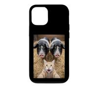 Custodia per iPhone 12/12 Pro Funny Cat Selfie with Pigs Design - Cute Animal Pig Lovers