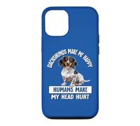 Custodia per iPhone 12/12 Pro Funny Humans Hurt My Head Happy Piebald Dachshund Lover