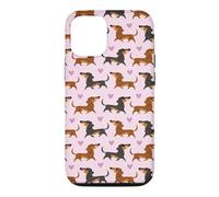 Custodia per iPhone 12/12 Pro Funny Womens Girls Pink Black & Tan Dachshund Lover Pattern