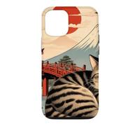 Custodia per iPhone 12/12 Pro Gatto assonnato giapponese che dorme al tempio